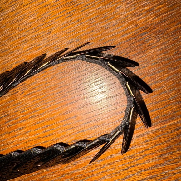 Vintage Style Black Metal Disc Belt Rhinestone Oval Buckle Boho Western stretch - Picture 5 of 8